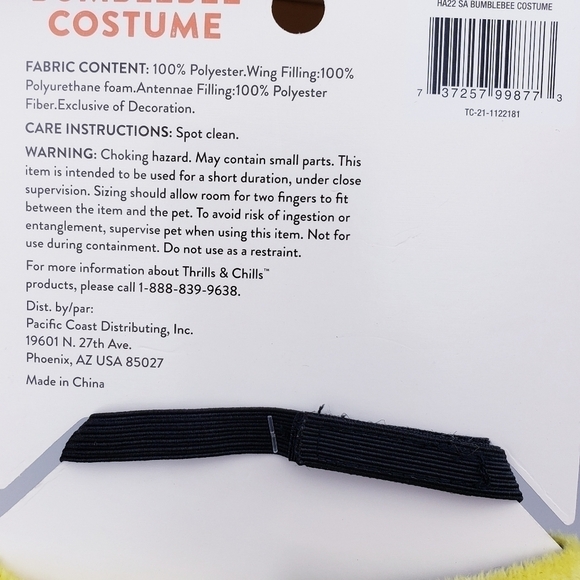 THRILLS & Chills Collection Bumblebee Small Animal Pet Dog Cat Costume. - Picture 6 of 6